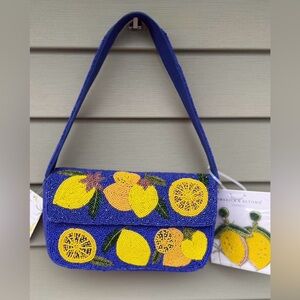 Blue Lemon Beaded Shoulder Bag